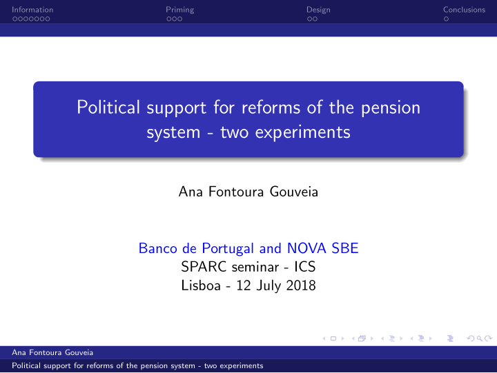 political support for reforms of the pension system two