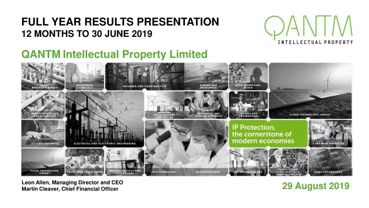 full year results presentation