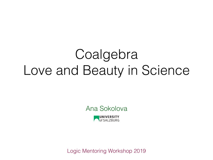 coalgebra love and beauty in science