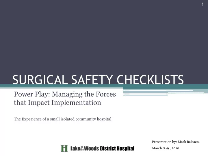 surgical safety checklists