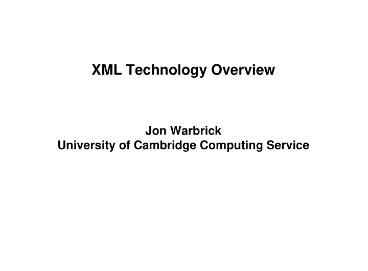xml technology overview