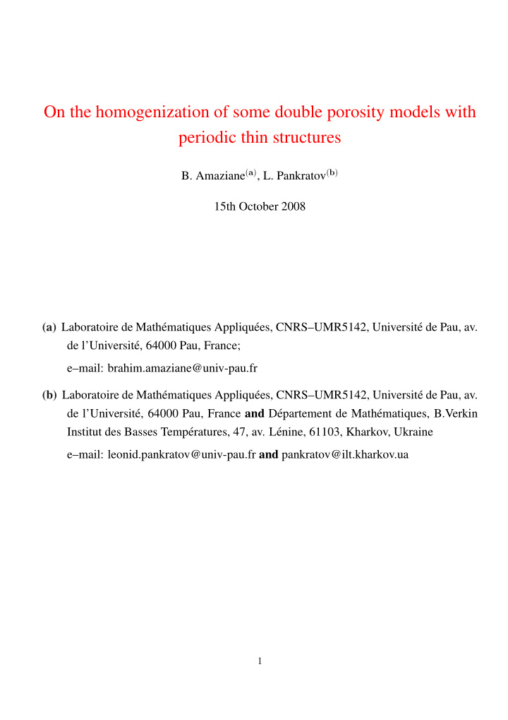 on the homogenization of some double porosity models with