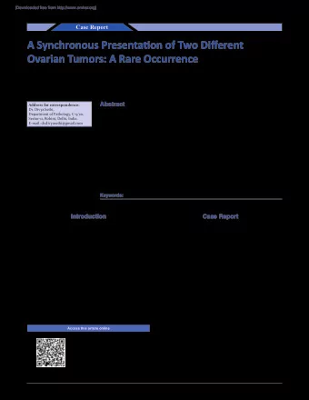 A Synchronous Presentatjon of Two Difgerent  Ovarian Tumors: A Rare Occurrence  Sethi D, Ahluvalia