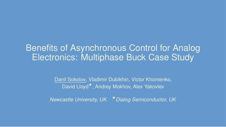 benefits of asynchronous control for analog electronics