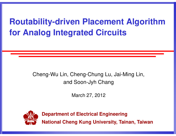 routability driven placement algorithm for analog