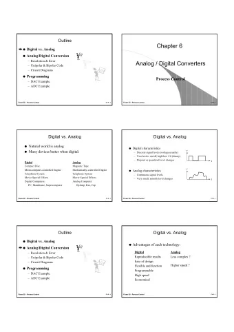 Chapter 6  Digital vs. Analog  Analog/Digital Conversion   Resolotion &amp; Error  Analog