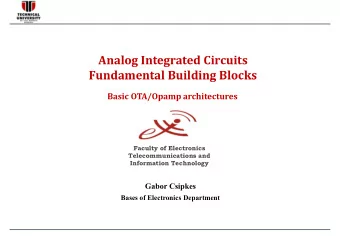 Analog Integrated Circuits  Fundamental Building Blocks  Fundamental Building Blocks  Basic