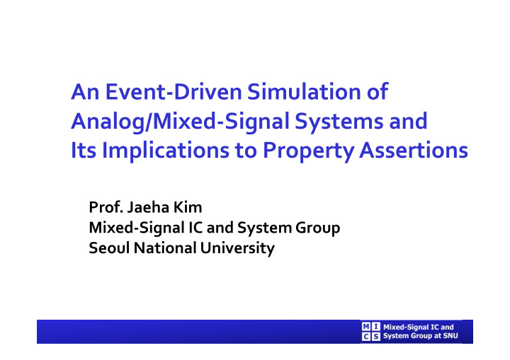 an event driven simulation of analog mixed signal systems