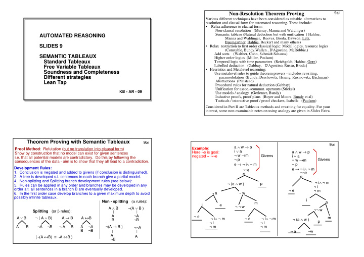 non resolution theorem proving