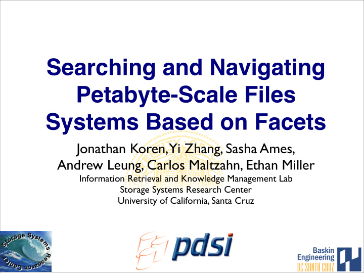 searching and navigating petabyte scale files systems