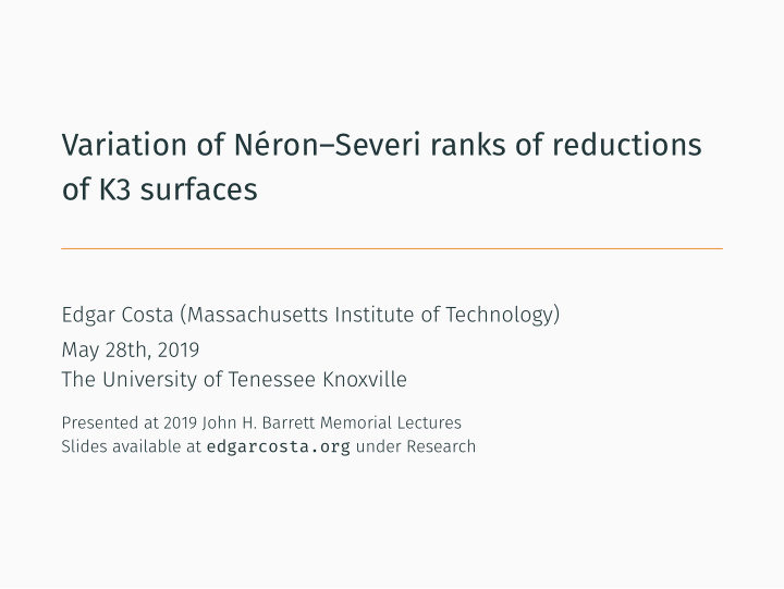 variation of n ron severi ranks of reductions of k3