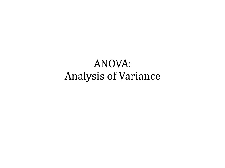 anova analysis of variance an example anova problem