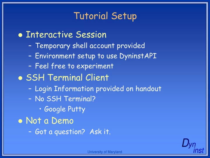 tutorial setup