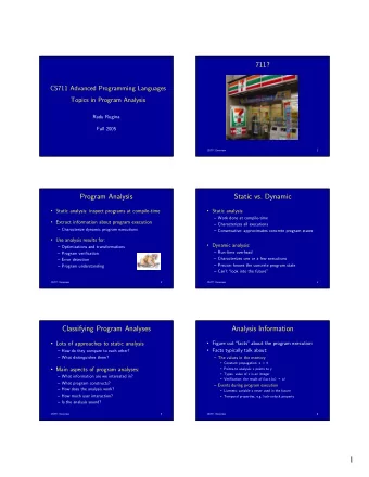 1  Analysis Information  Where Do Facts Hold?  How much information depends on the client