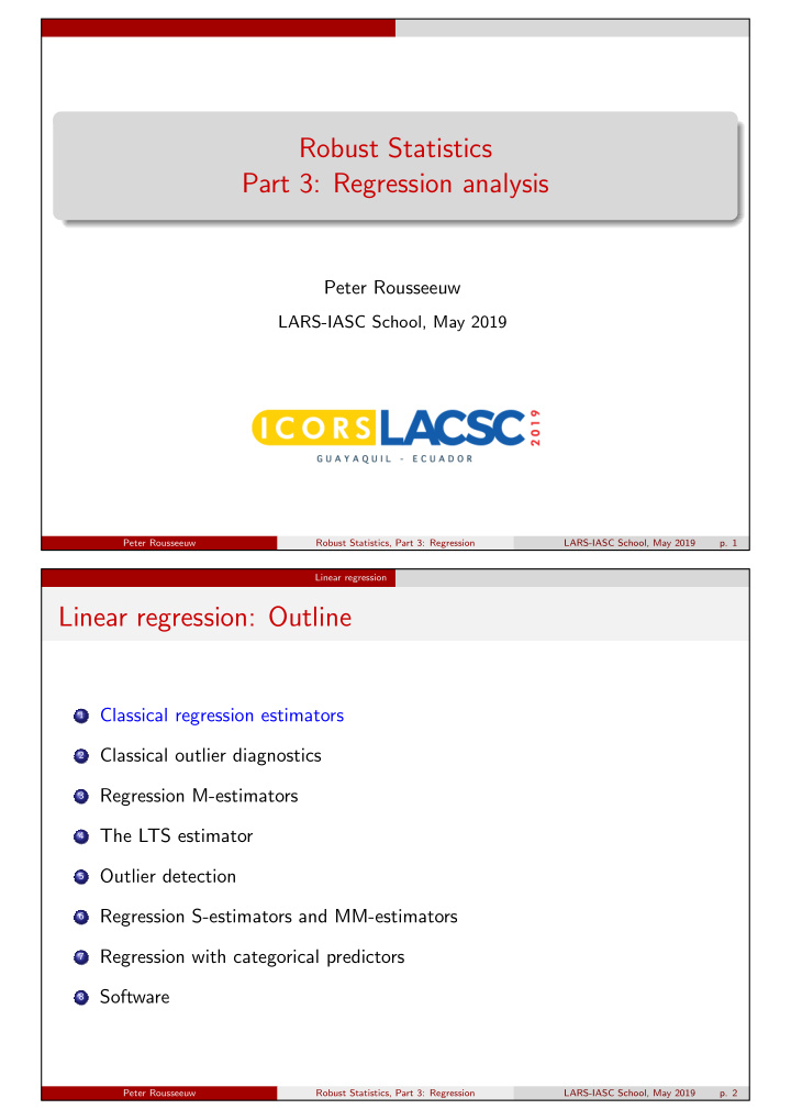 robust statistics part 3 regression analysis