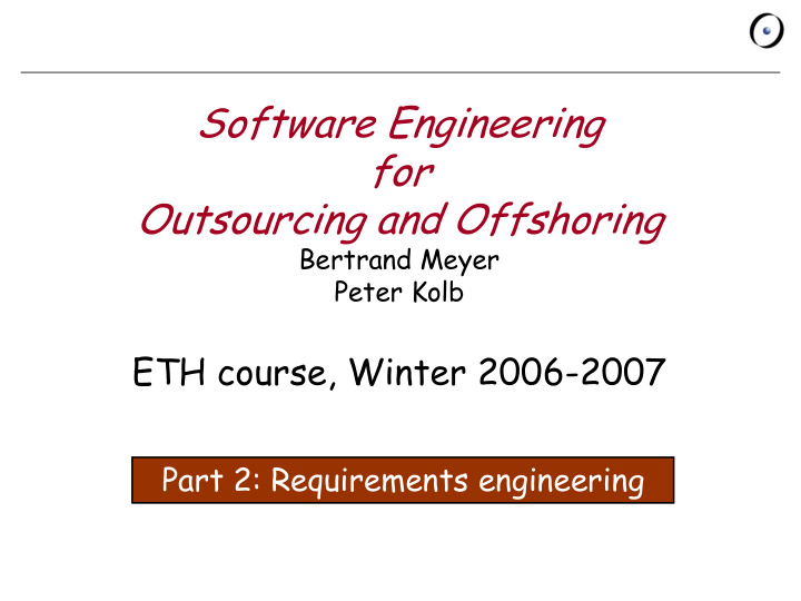 software engineering for outsourcing and offshoring