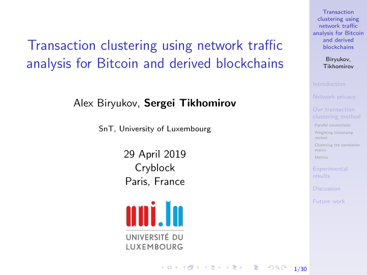 transaction clustering using network traffic