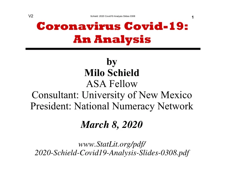 coronavirus covid 19 an analysis