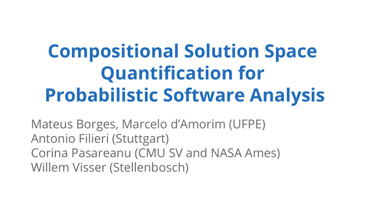 compositional solution space quantification for