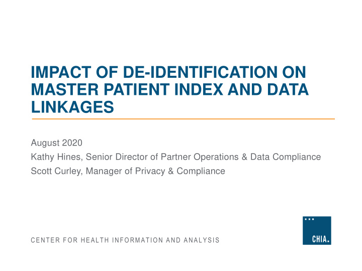 master patient index and data