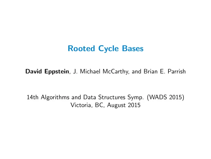 rooted cycle bases