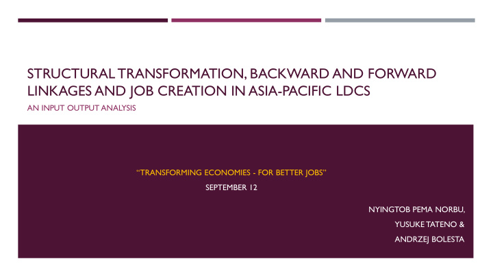 structural transformation backward and forward linkages