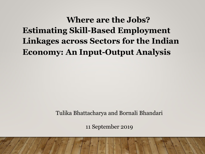 economy an input output analysis