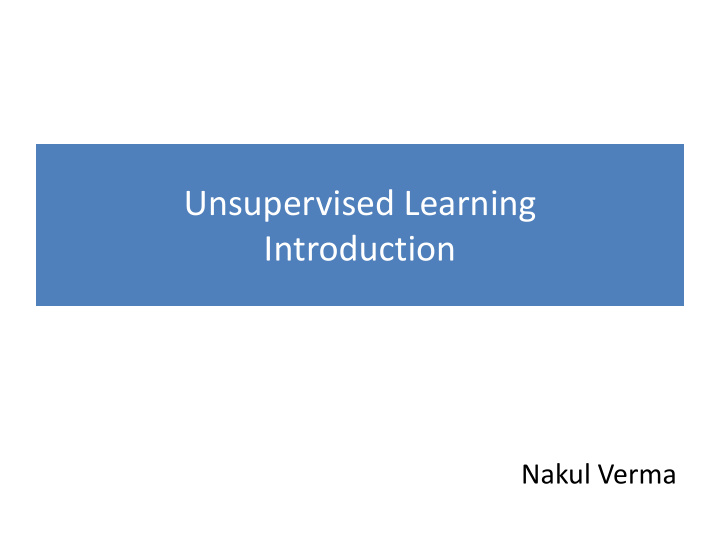 unsupervised learning introduction