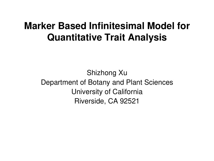 marker based infinitesimal model for quantitative trait