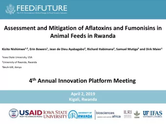 Assessment and Mitigation of Aflatoxins and Fumonisins in  Animal Feeds in Rwanda Kizito Nishimwe