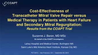 Cost-Effectiveness of  Transcatheter Mitral Valve Repair versus  Medical Therapy in Patients with