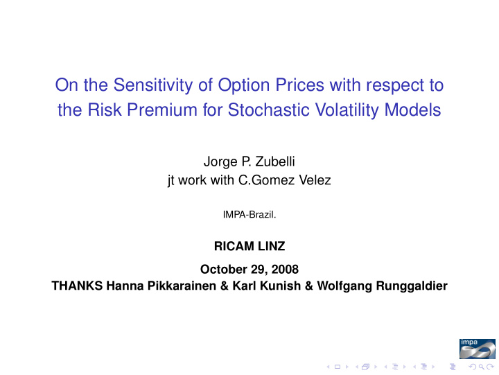 on the sensitivity of option prices with respect to the