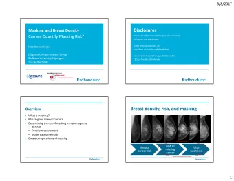 Disclosures  Masking and Breast Density  Volpare Health Solutions (Wellington, New Zealand)  Can we