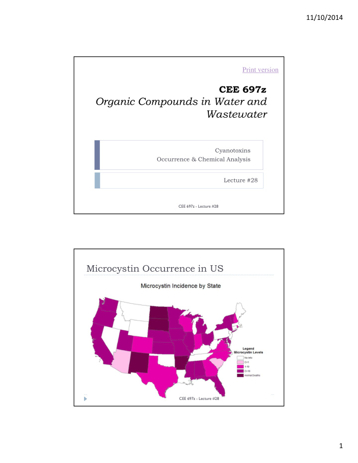 organic compounds in water and wastewater