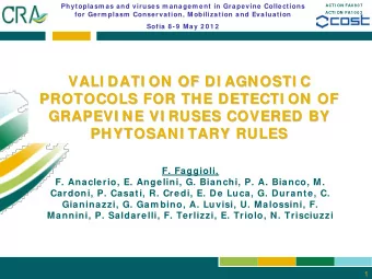 VALI DATI ON OF DI AGNOSTI C  VALI DATI ON OF DI AGNOSTI C  PROTOCOLS FOR THE DETECTI ON OF