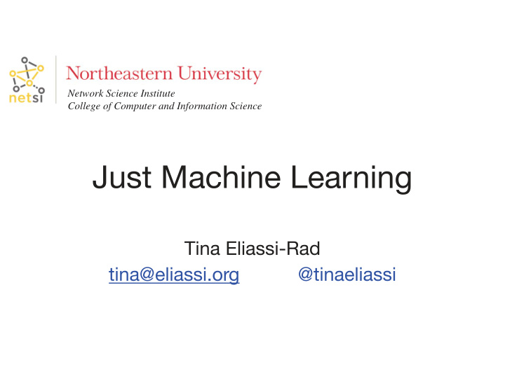 just machine learning