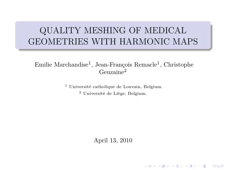 quality meshing of medical geometries with harmonic maps