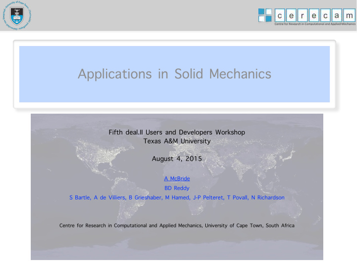 applications in solid mechanics