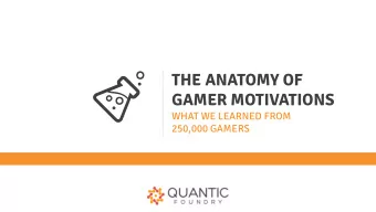 THE ANATOMY OF  GAMER MOTIVATIONS  WHAT WE LEARNED FROM  250,000 GAMERS  PREVIOUSLY ON QUANTIC