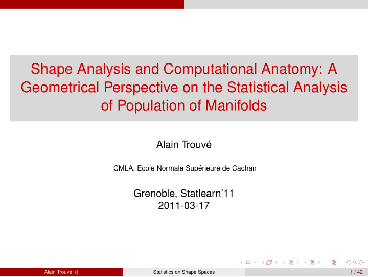shape analysis and computational anatomy a geometrical