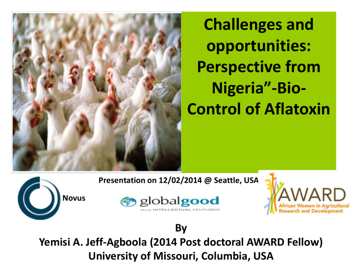 challenges and opportunities perspective from nigeria bio