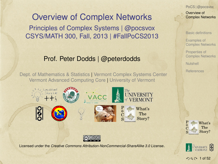 overview of complex networks