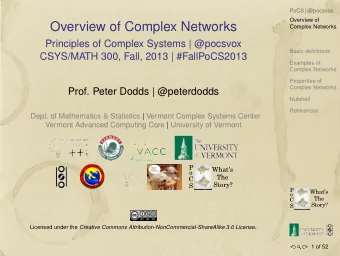 Overview of Complex Networks  Complex Networks  Principles of Complex Systems | @pocsvox  Basic
