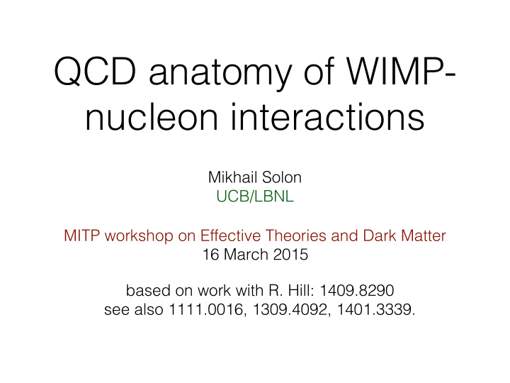 qcd anatomy of wimp nucleon interactions