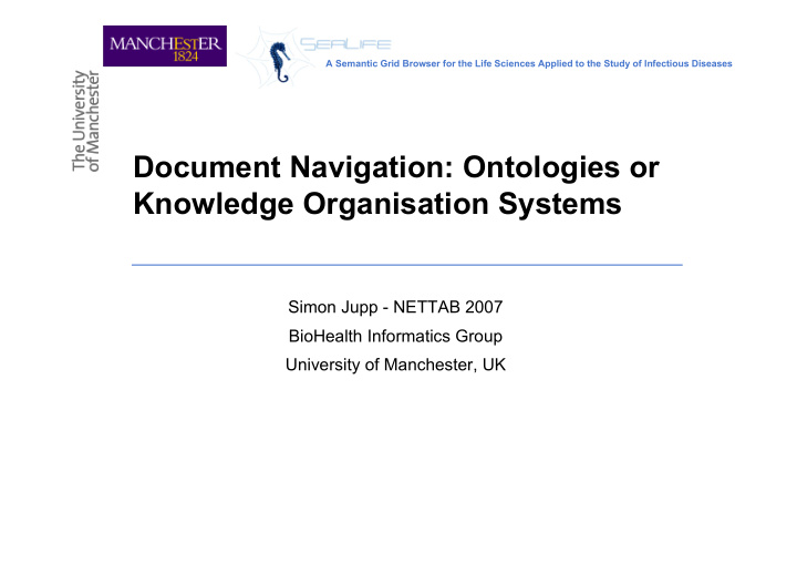 document navigation ontologies or knowledge organisation