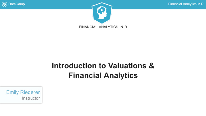 introduction to valuations financial analytics