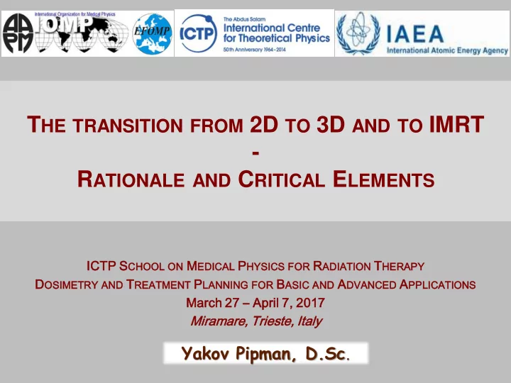 t he transition from 2d to 3d and to imrt
