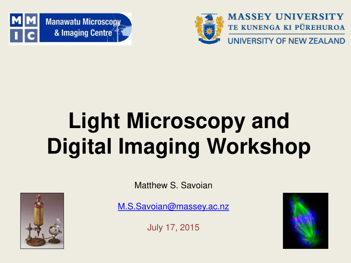 light microscopy and digital imaging workshop