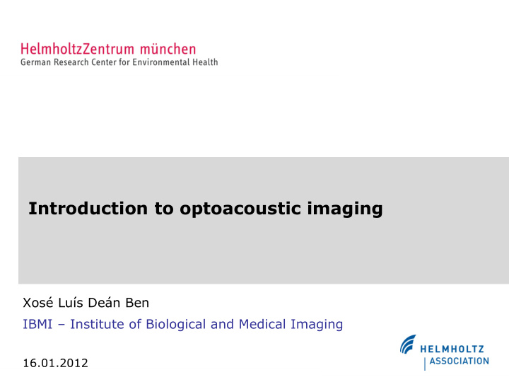 introduction to optoacoustic imaging