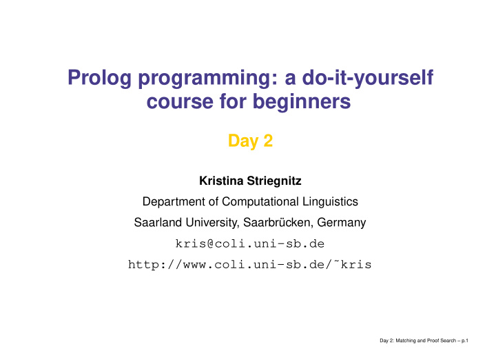 prolog programming a do it yourself course for beginners